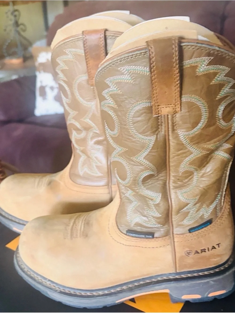 ARIAT WORKHOG H20 WOMEN'S 10018578 AGED BARK/ARMY GREEN WATERPROOF BOOTS SIZE 7B
